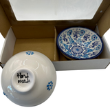 Handmade Turkish Ceramic Bowl Set – 10 cm Blue Iznik Design