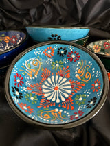 Handpainted 10 cm Turkish ceramic bowl in vibrant colour, handmade for serving side dishes and snacks
