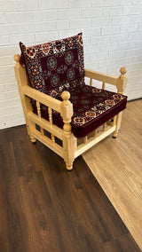 Single Cushion Set Maroon Elegance with Chair