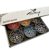 Handmade Turkish Ceramic Bowl Set – 5cm Mix Color Evil Eye Design