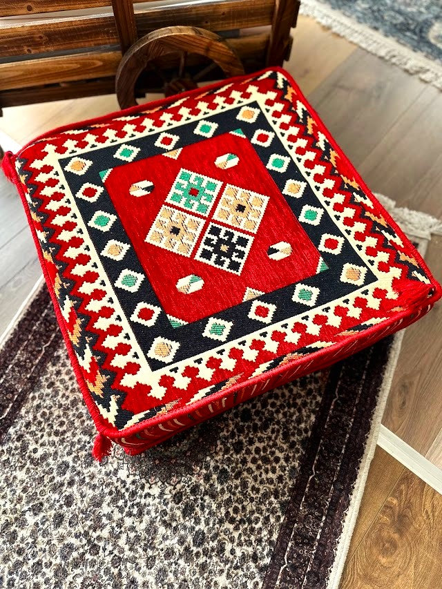 Ottoman Floor Cushion 60x60 Red Square – Istanbul Authentic Bazaar