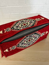 Red Palace armrest cushion styled in a traditional majlis floor seating setup as an elbow rest