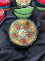 One-of-a-kind bright red Turkish ceramic bowl with 5 cm depth, handmade for olives, nuts and dips