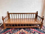 Dark colour rustic wood sedir bench, a 200cm three-seater Turkish frame for majlis floor seating
