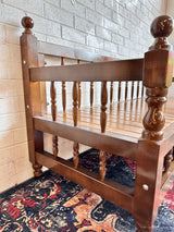 Side view of dark wood sedir bench showing rustic grain and 70cm wide solid timber seat base
