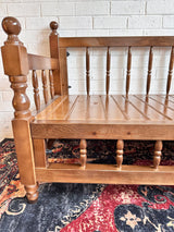 Handmade Gaziantep dark wood sedir bench positioned as a low three-seater base for floor cushions