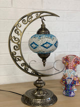 Crescent Moon Lamps - White & Turquoise