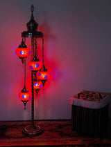 Turkish Floor Lamps 5 Pieces Red-Blue Flower