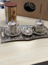 Sena Turkish Coffee Set - Double Silver