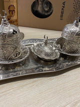 Sena Turkish Coffee Set - Double Silver