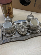 Sena Turkish Coffee Set - Double Silver