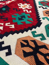 Turkish Cotton Rug Kilim - Red & White