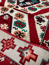 Turkish Cotton Rug Kilim - Red & White