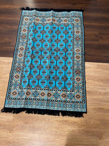 Turkish Cotton Rug Kilim - Turquoise