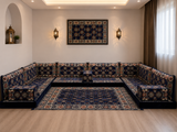 Navy Diamond U-Shaped Arabian Majlis