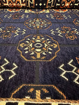 Close detail of navy elegance floor cushion showing deep blue cotton weave and firm sponge filled seam
