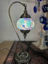 Swan Lamps Mosaics - Aqua Crackle