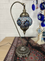 Swan Lamps Mosaics - Aqua Red Flower