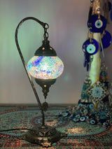 Swan Lamps - Blue Crackle