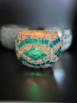 Mosaic Candle Holders - Blue Diamond