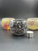 Mosaic Candle Holders - Maroon Crackle