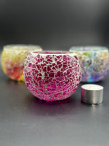 Mosaic Candle Holders - Pink Crackle