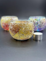 Mosaic Candle Holders - Yellow Crackle