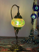 Swan Lamps - Green Yellow Crackle