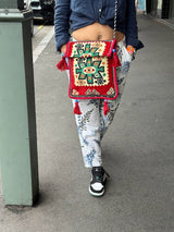 Unisex Kilim Messenger Bag Red