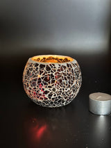Mosaic Candle Holders - Maroon Crackle