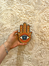 Hamsa Hand - Orange & Green