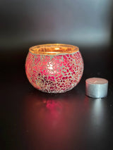 Mosaic Candle Holders - Pink Crackle