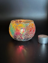 Mosaic Candle Holders - Rainbow Crackle