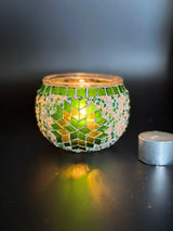 Mosaic Candle Holders - White Green