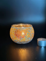 Mosaic Candle Holders - Yellow Crackle