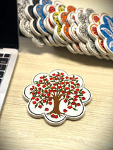 Turkish ceramic coasters resting on a table surface, reflecting the handmade ceramic tradition of Türkiye
