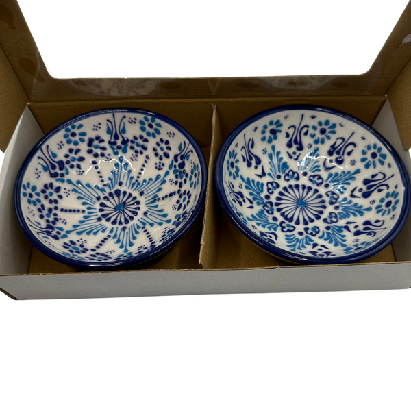 Handmade Turkish Ceramic Bowl Set – 10 cm Blue Iznik Design