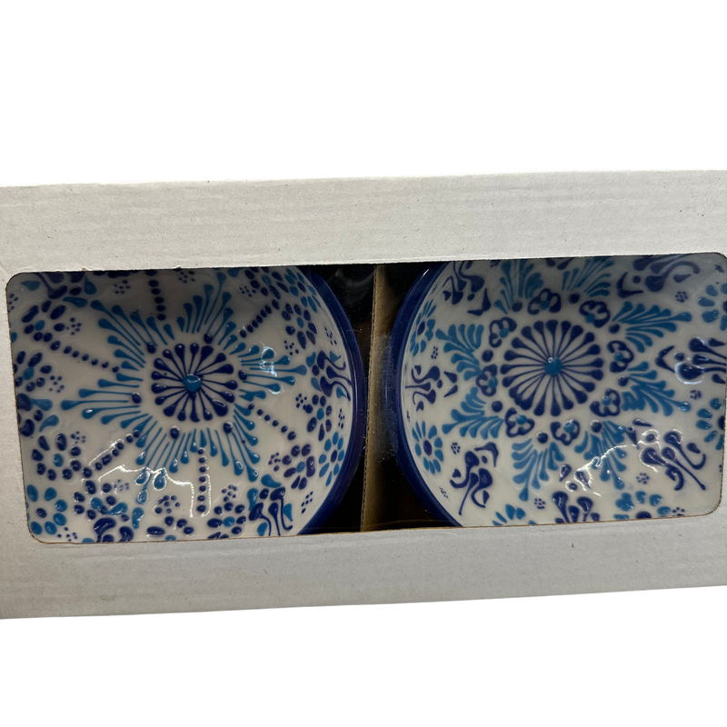 Handmade Turkish Ceramic Bowl Set – 10 cm Blue Iznik Design