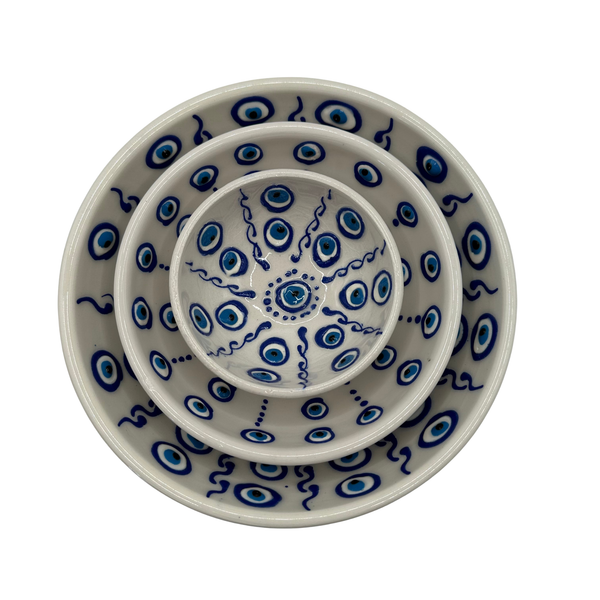 Handmade Evil Eye Ceramic Bowl Set