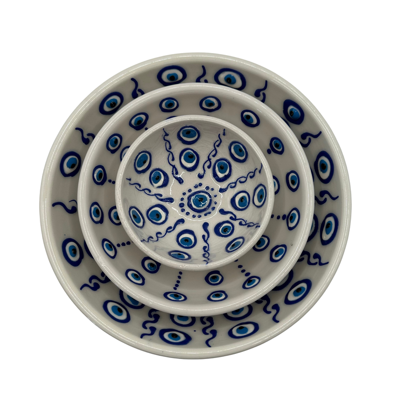 Handmade Evil Eye Ceramic Bowl Set