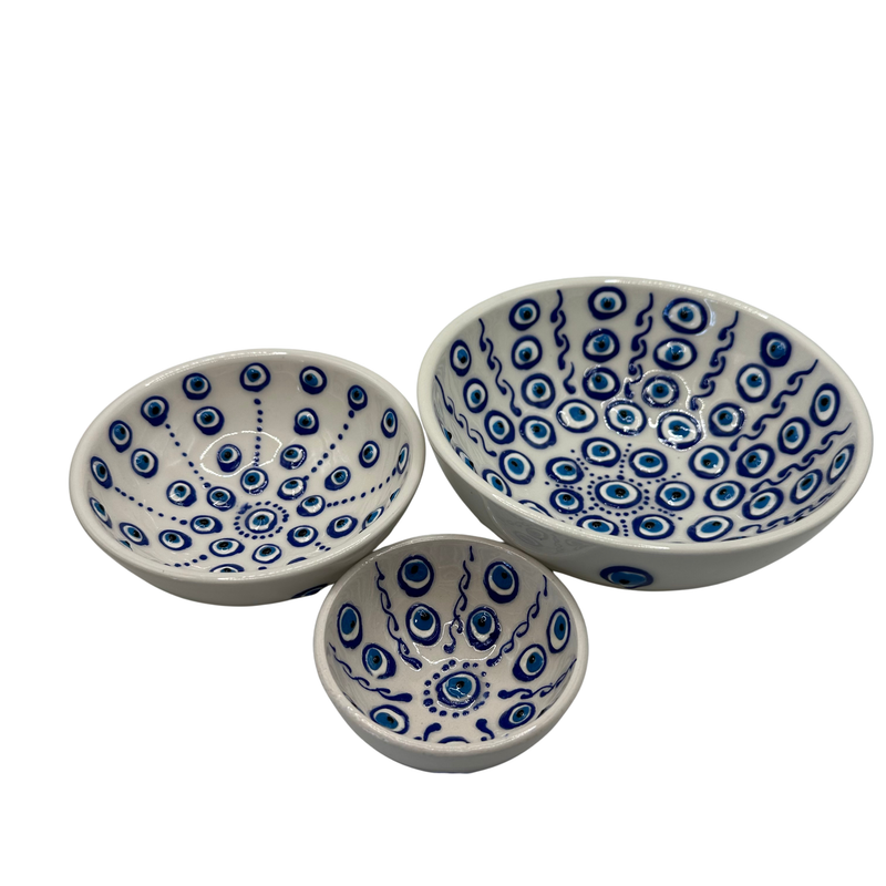 Handmade Evil Eye Ceramic Bowl Set