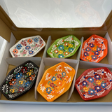 Handmade Turkish Ceramic Bowl Set – Mini Diamond Shape Floral Design