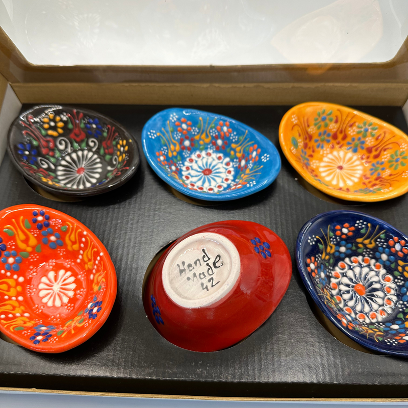 Handmade Turkish Ceramic Bowl Set – Mini Oval Floral Design
