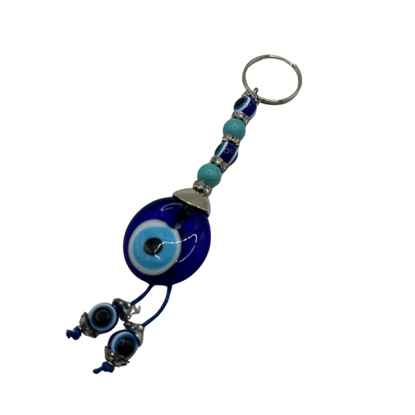 Handmade Blue Beaded Keychain – Nazar Charm (10PCS)