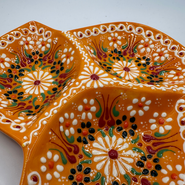 Handmade Turkish Ceramic Mixed Nut Plate – Orange