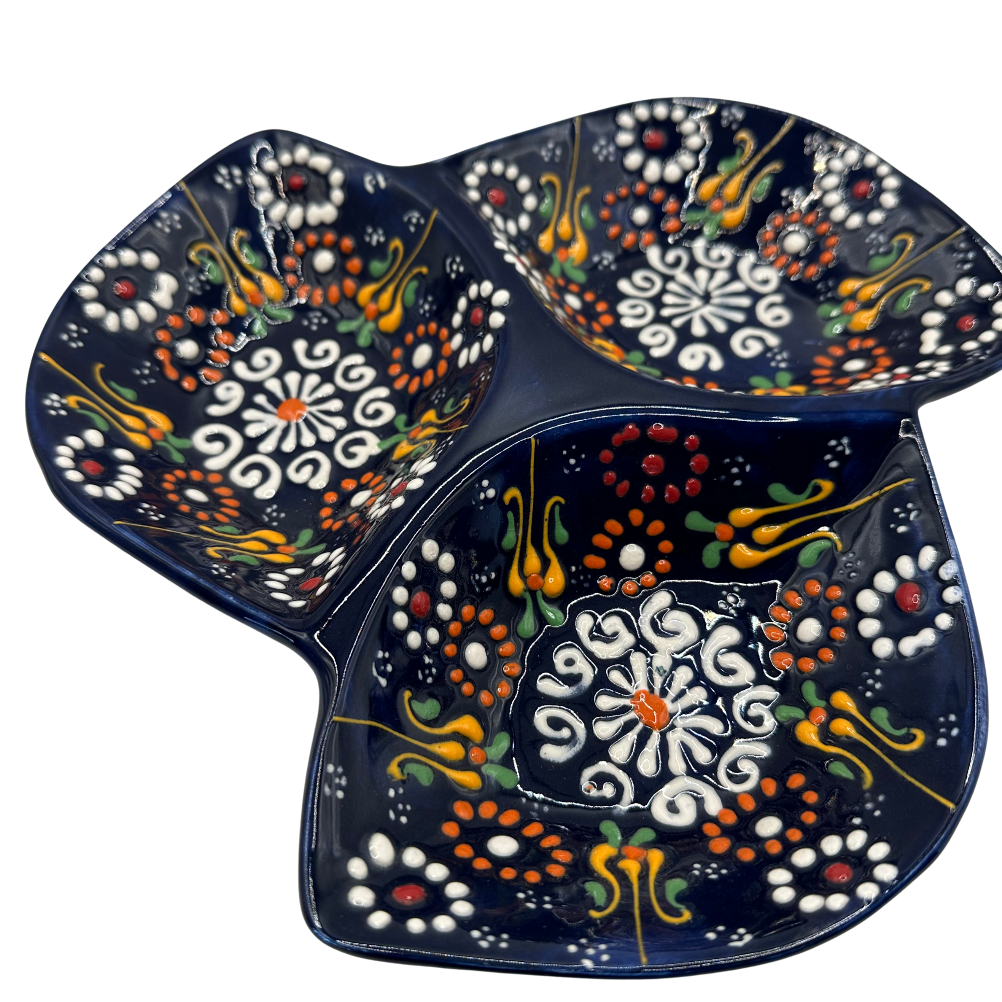 Handmade Turkish Ceramic Mixnut Plate – Dark Blue