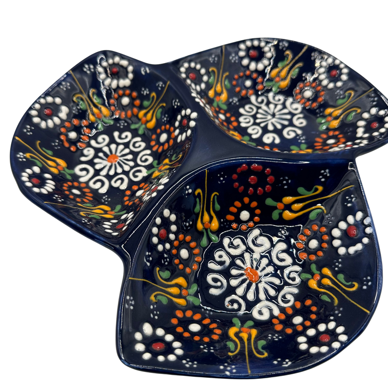 Handmade Turkish Ceramic Mixnut Plate – Dark Blue
