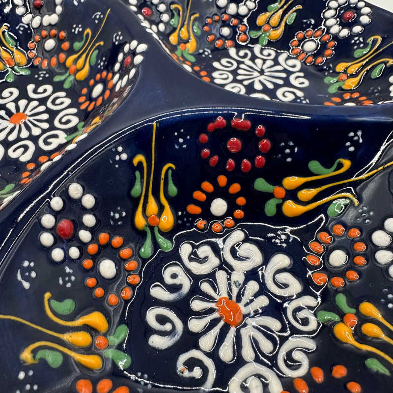 Handmade Turkish Ceramic Mixnut Plate – Dark Blue