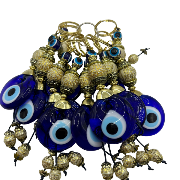 Handmade Gold Accent Keychain – Nazar Charm (10PCS)