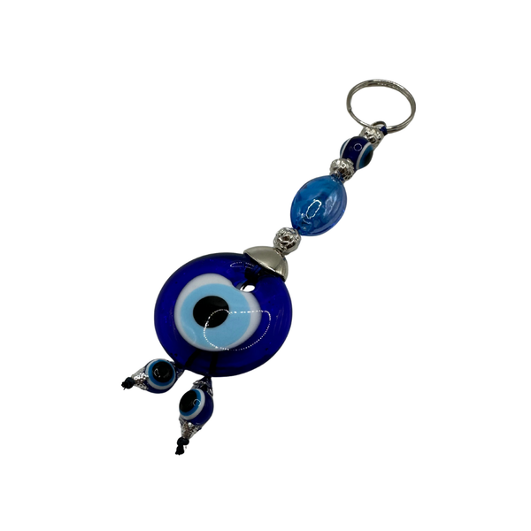 Handmade Blue Oval Bead Keychain – Nazar Charm (10PCS)